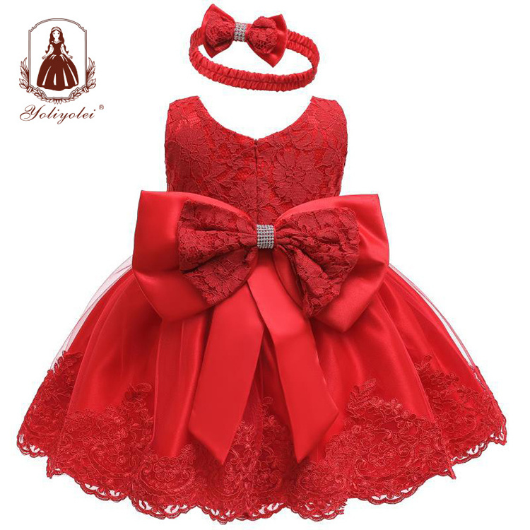 Yoliyolei Baby Girl Clothes Ball Gown Princess Dress Infant Formal Birthday Baptism Party Kids Flower Girl Dresses With Big Bow