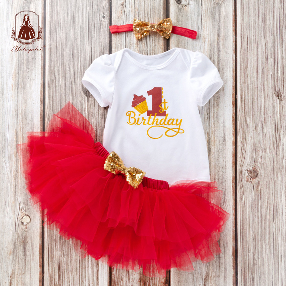 New Arrive Newborn Baby Girl Romper Jumpsuit+  Hair Accessories+Tutu Dress 3pcs Sets Party Birthday Tutu Dress Baby Girls Romper