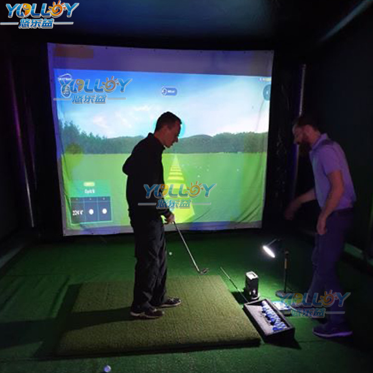 Inflatable Golf Impact Screen Simulator Enclosure For Home With Front Panel And Floor