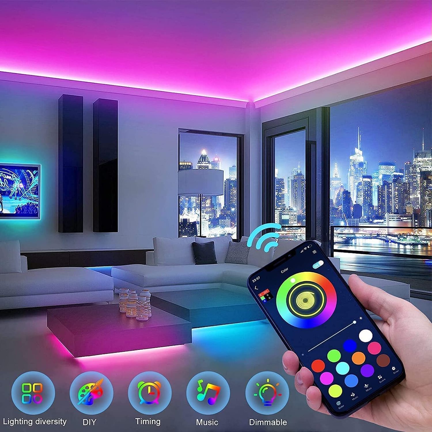 Sync Color Changing Music Bluetooth App Remote 5v 12v 24v Rgb 5 10 Meter Outdoor Waterproof Smart Christmas Tree Led Strip Light