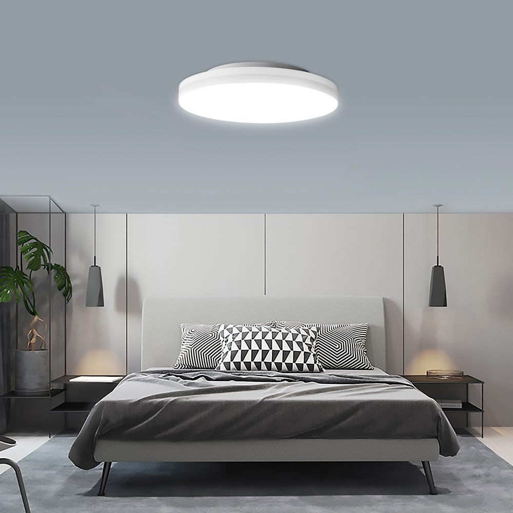 Factory design 18w 20w 22w IP44 Cold White flush mount linen modern seeling led ceiling light