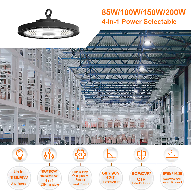 Dob Highbay Warehouse 240w Wire Guard For 150w Linear Light 70*140 Campana Led 7 Colores Fototerapia High Bay Lights