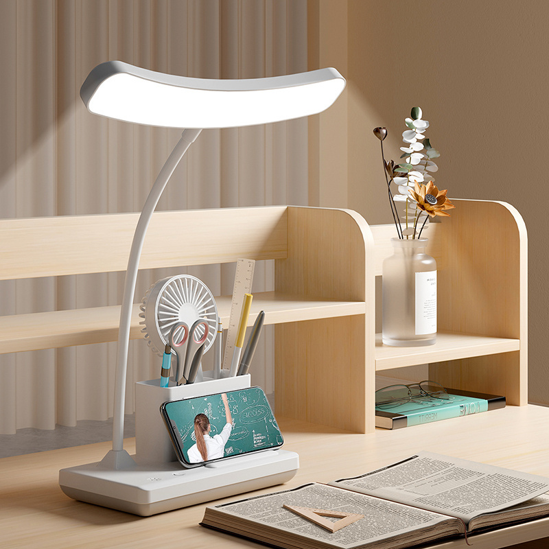 Small Night Light with High Table Lamp 2 in 1 Modern Rechargeable USB Touch Study Lamp Side Bed Night Lamp with Pen Holder