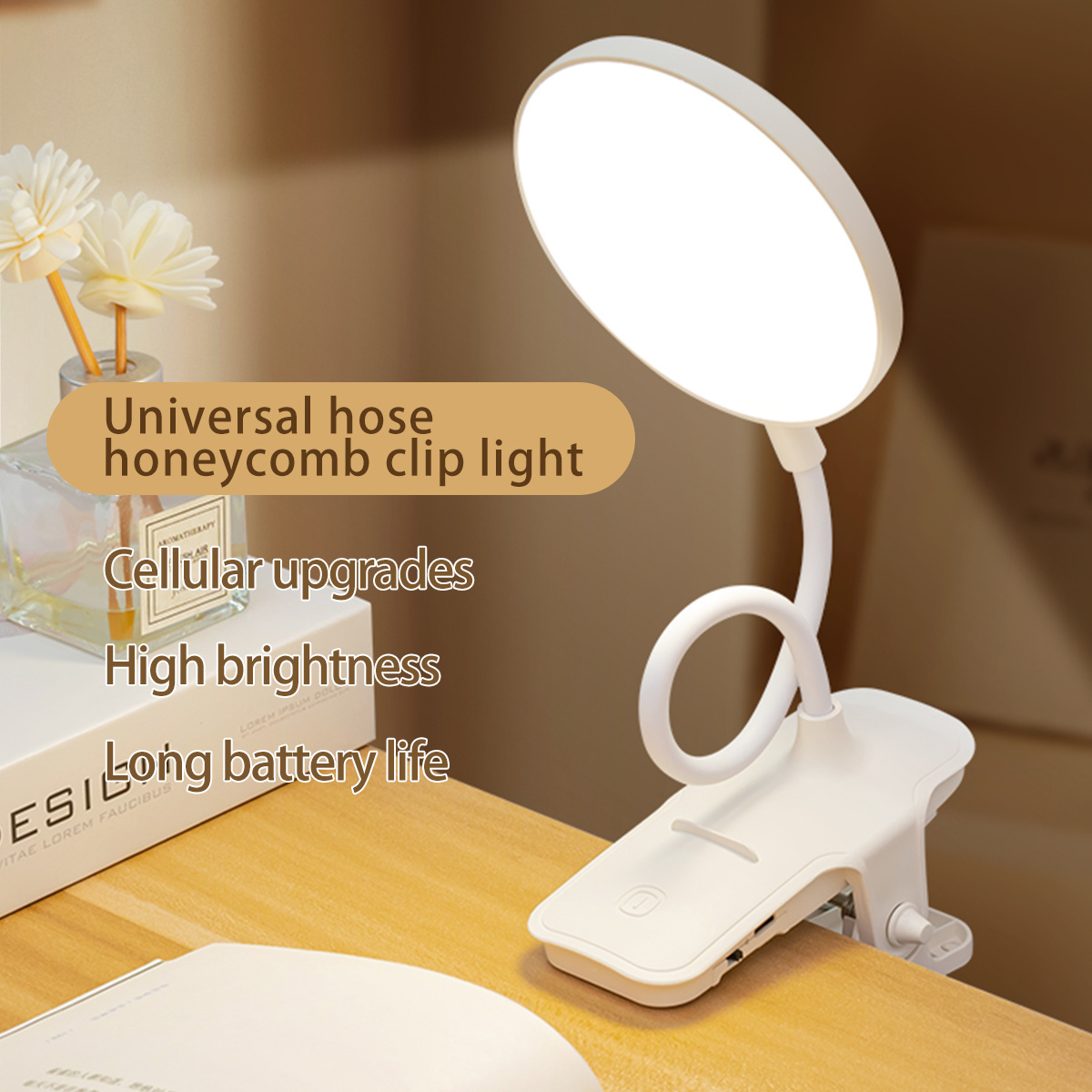 Hot Sale Rechargeable LED Dimmer Touch Switch Flexible Reading Book Lamp Clip Desk Lamp Reading Light with 3 Level Brightness