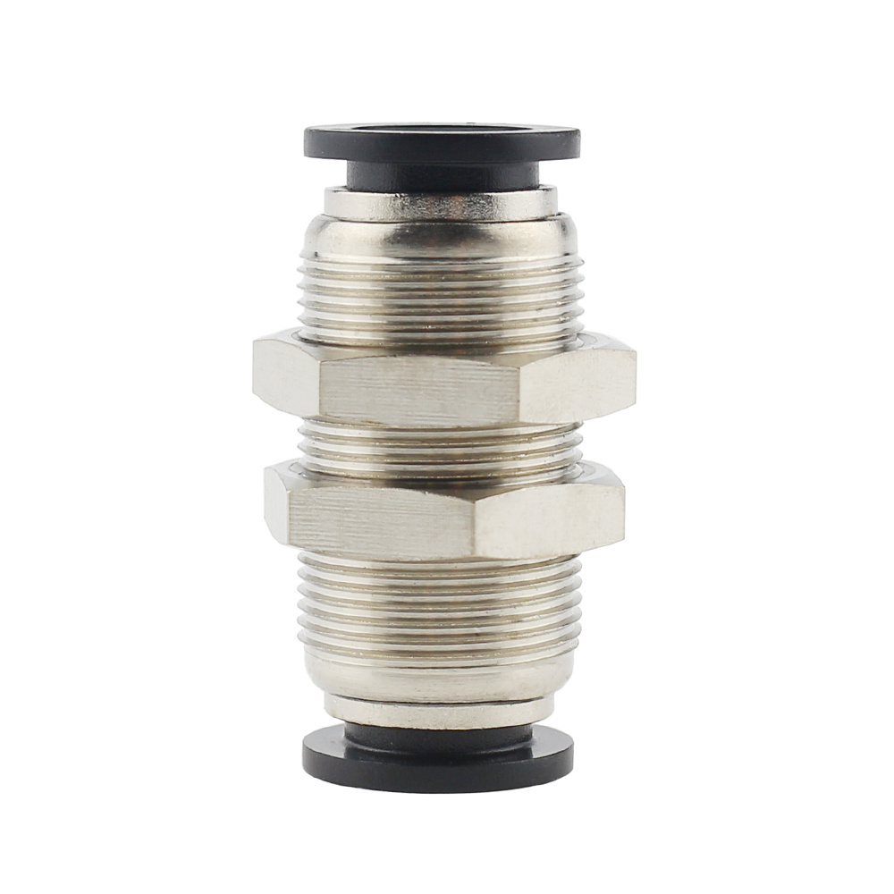 PM series 4mm 6mm 8mm 10mm 12mm 16mm one-touch metal bulkhead air straight connector tube push in fitting