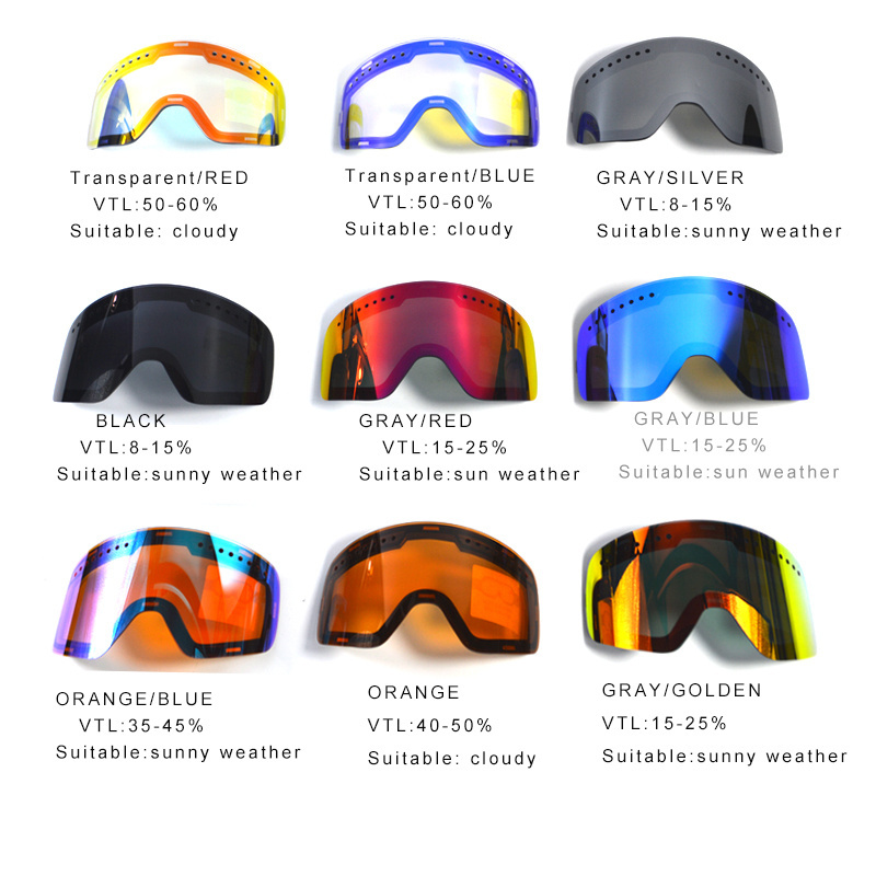 2023 wholesale best mirrored anti-fog custom magnetic UV 400 Stylish Snow Skiing Goggles Double Layer Ski glasses Ski Googles