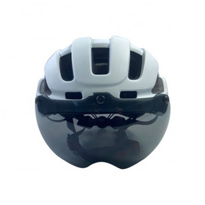 CE UKCA new bike helmet with USB rechargeable LED light and visor cycycling helmet with magnet lens