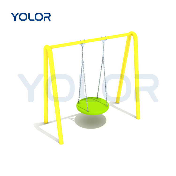 Outdoor Wholesale Custom Size Children's Metal Frame Seesaw Single Disc Swing Set In A Variety Of Colors