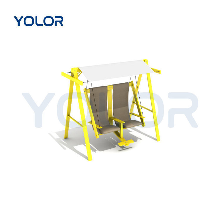 Adult Metal Outdoor Swing Chair 2 Seats With Cushioned Recreational Canopy Recreational Swings