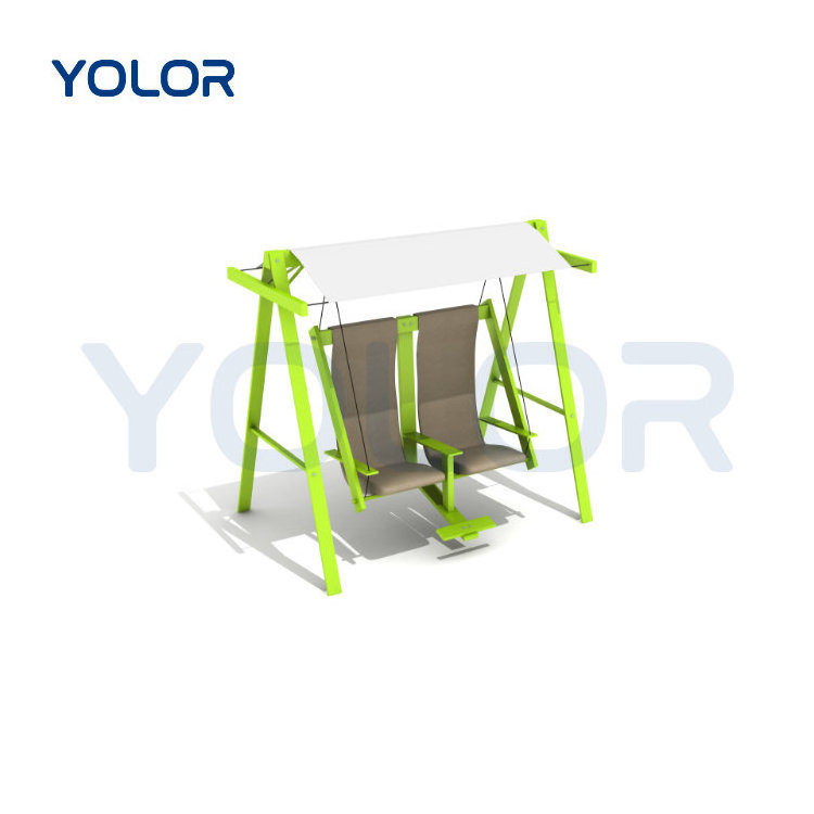 Adult Metal Outdoor Swing Chair 2 Seats With Cushioned Recreational Canopy Recreational Swings