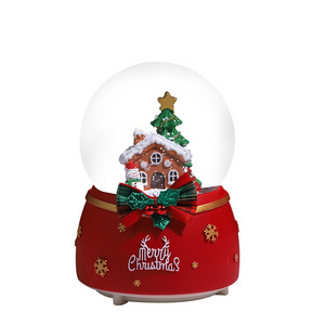 Christmas Snowball Music Box Santa Snow globe Glass Souvenir Led Snow Globe resin Crystal Musical Box Snow Ball table decoration