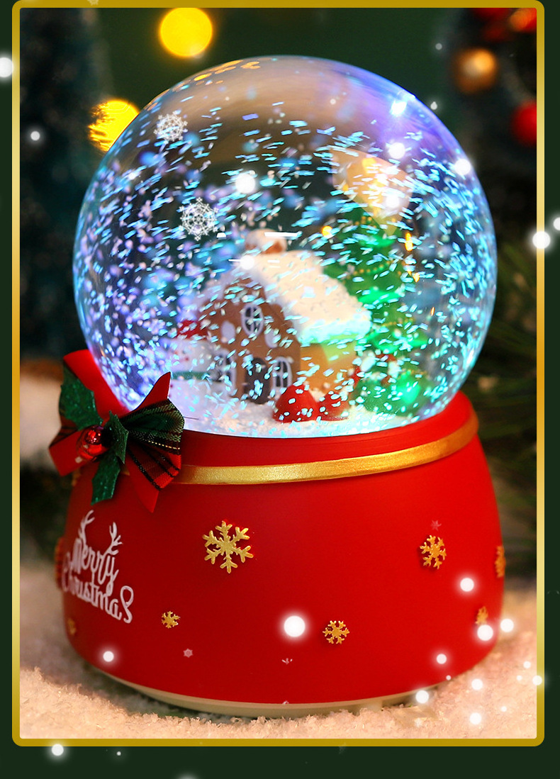 Christmas Snowball Music Box Santa Snow globe Glass Souvenir Led Snow Globe resin Crystal Musical Box Snow Ball table decoration