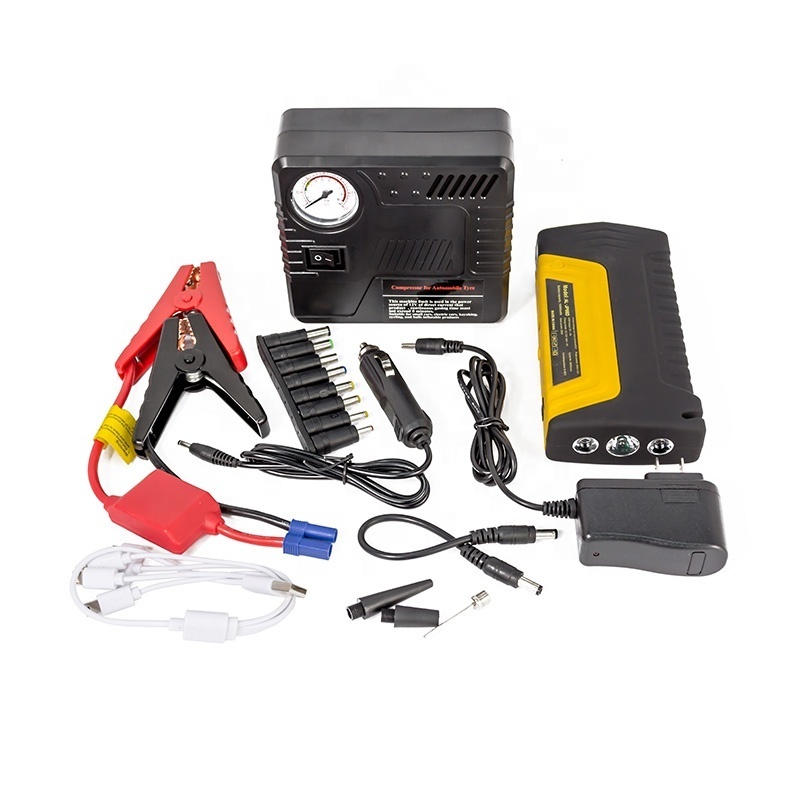 Emergency Kit 16800mah 12V Portable Booster Battery Car Jump Starter Power Bank With Air Compressor Tire Inflator