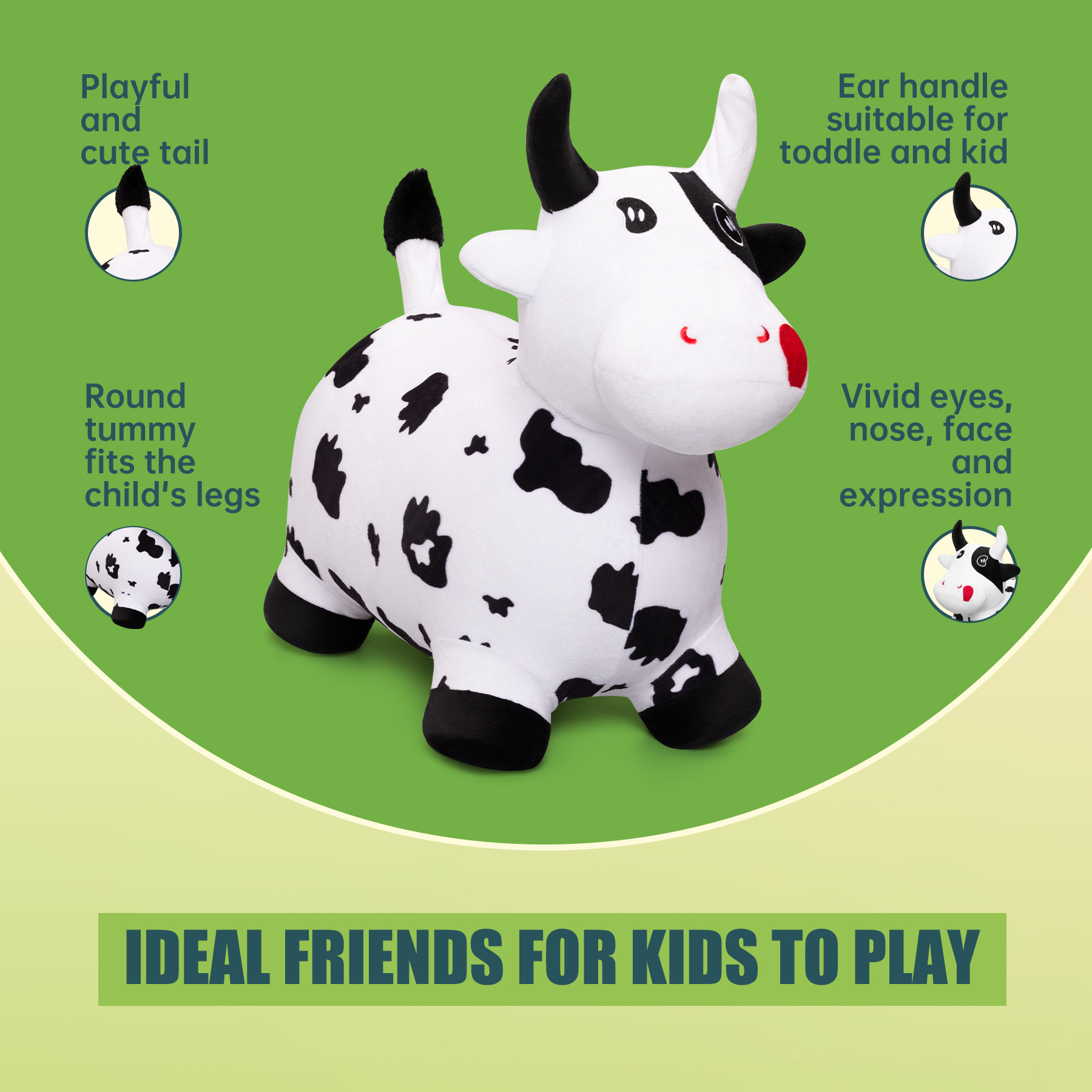 Custom children's inflatable toys baby kids riding animal toys cow Eco-friendly animal hopper