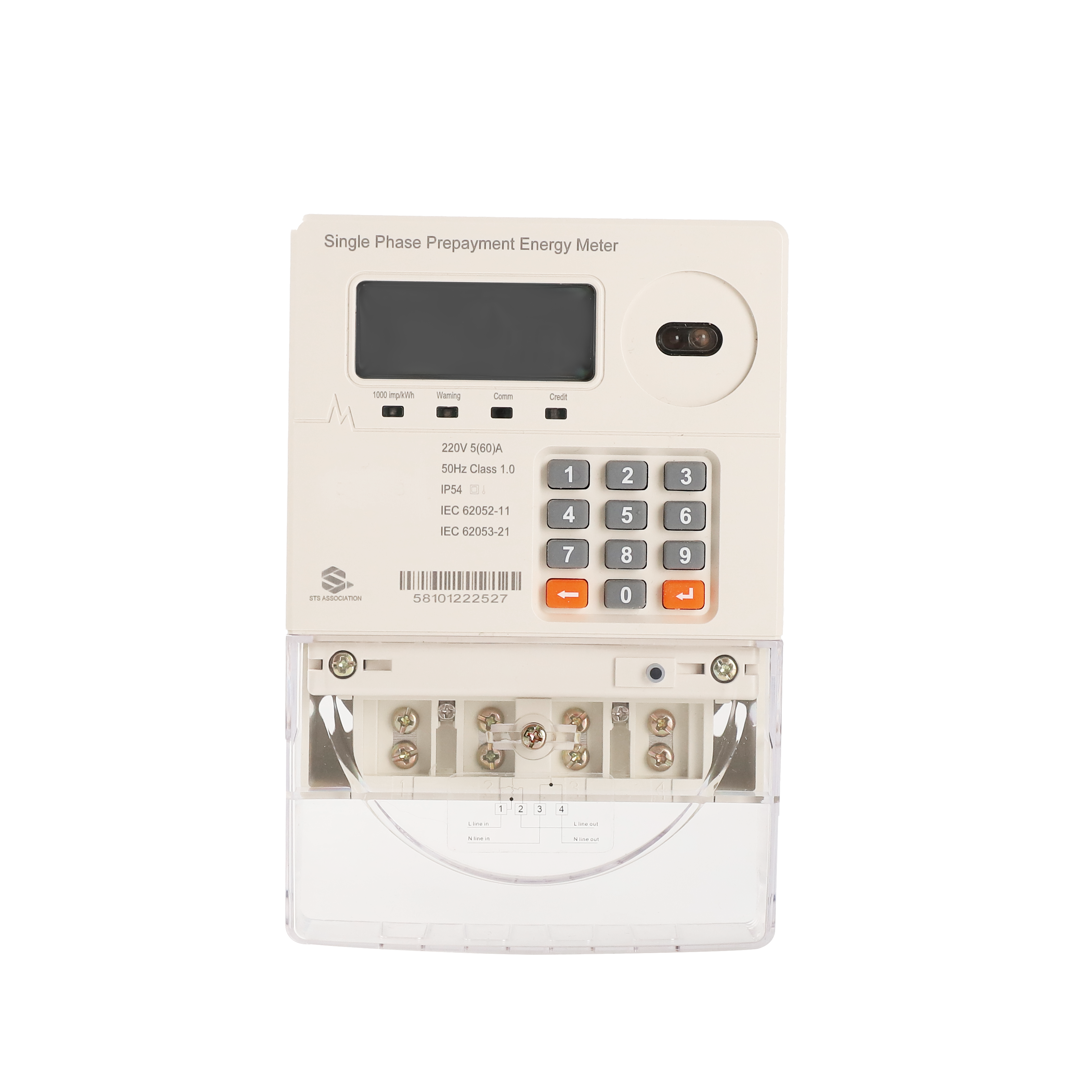 Single Digital STS Energy Meter Single Phase Prepaid Electric Meter Prepaid Electricity Payment Meter