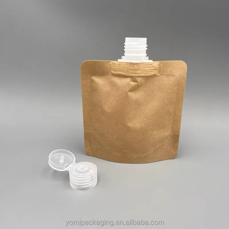 Custom printed reusable nylon laminated material refill spout pouch for liquid drink packaging