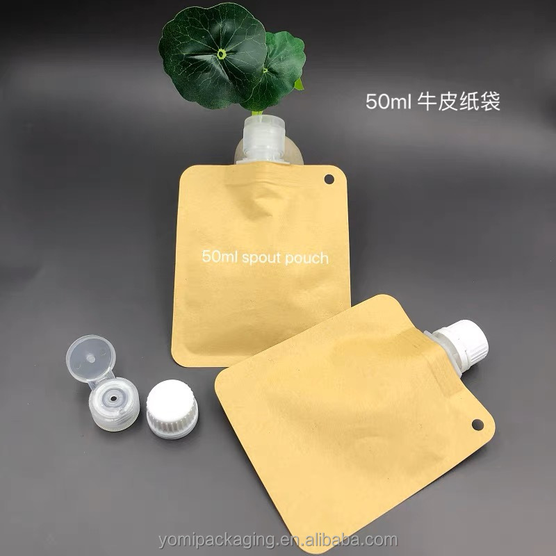 Custom printed reusable nylon laminated material refill spout pouch for liquid drink packaging