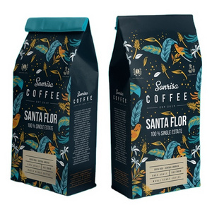 Custom Printed Matt Black Aluminum Foil 100g 250g 500g 1kg 12 oz Plastic Flat Bottom Coffee Bag With Valve