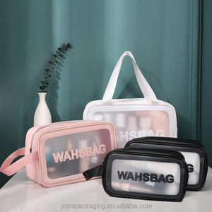 wholesale custom your own logo fashion holographic large storage pvc frosted cosmetic bag