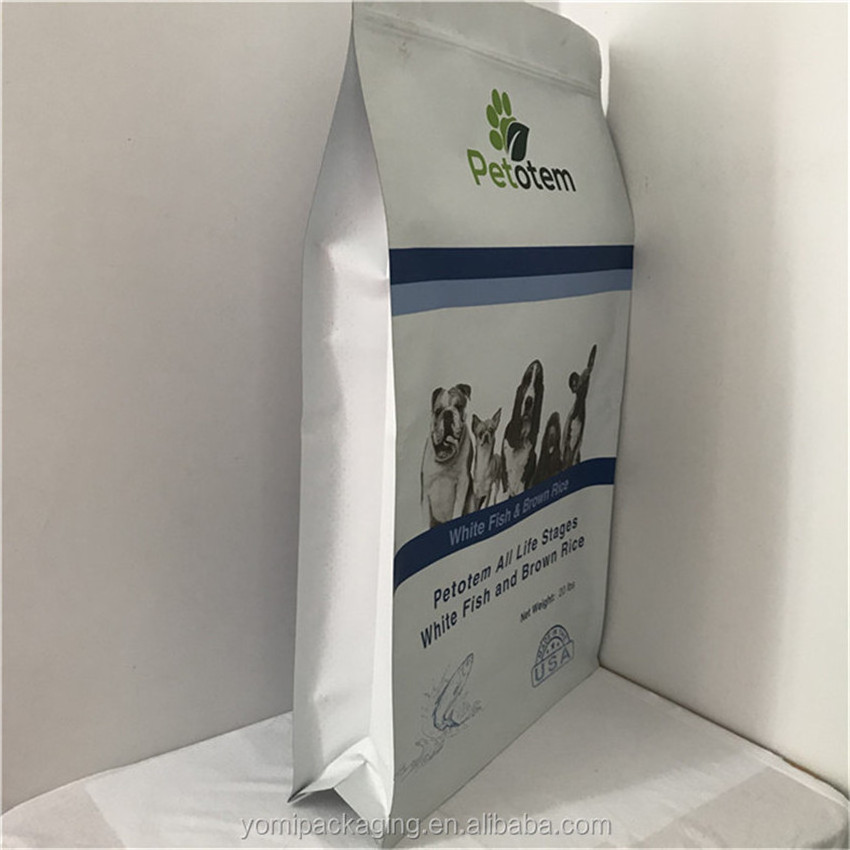 20 Kg Bags Custom Printed Pet Seal Bag With Zipper & Flat Bottom Resealable Pouch For Dry Dog Food Packaging