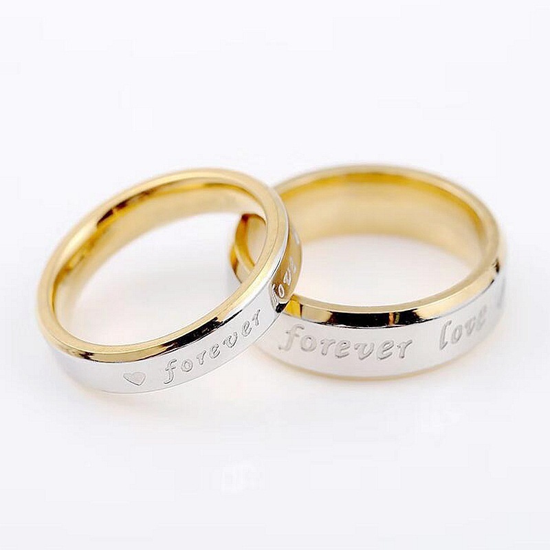 fashion jewelry rings simple Forever love Stainless steel 18K gold wedding rings for couples set and engagement