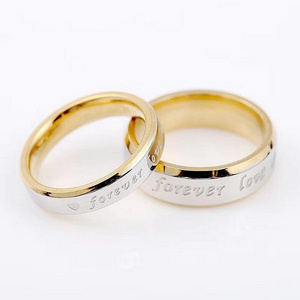 fashion jewelry rings simple Forever love Stainless steel 18K gold wedding rings for couples set and engagement