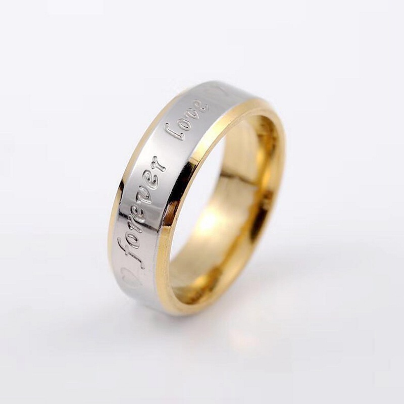 fashion jewelry rings simple Forever love Stainless steel 18K gold wedding rings for couples set and engagement