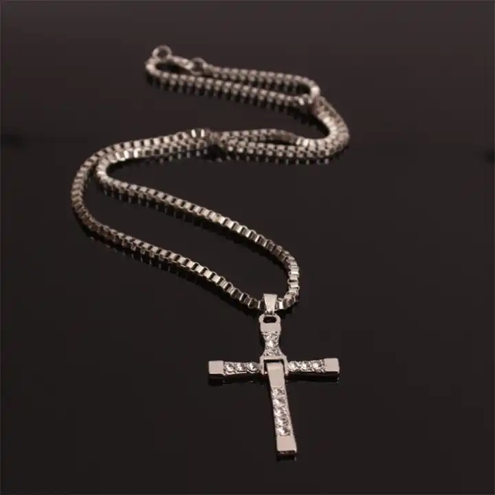 Simple Design Religious Jewelry Gold Plated Cross Chain male Necklace