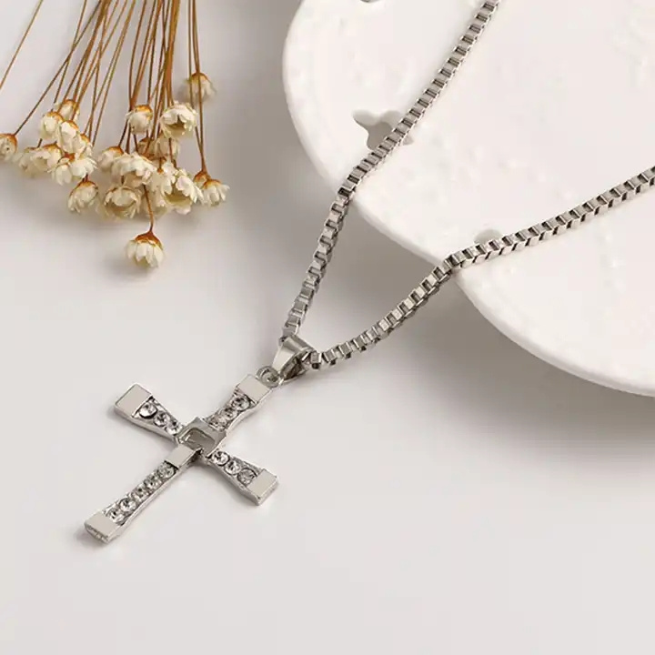 Simple Design Religious Jewelry Gold Plated Cross Chain male Necklace