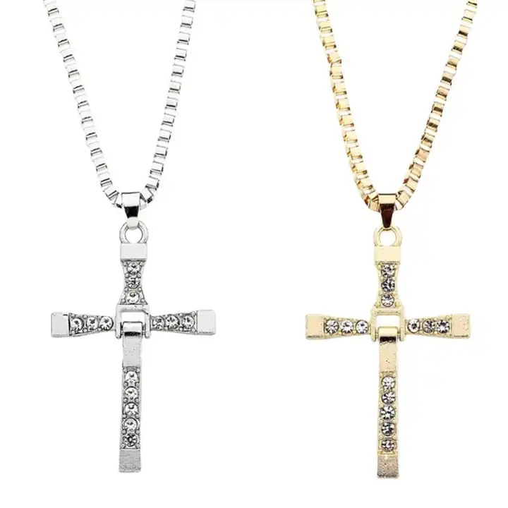 Simple Design Religious Jewelry Gold Plated Cross Chain male Necklace