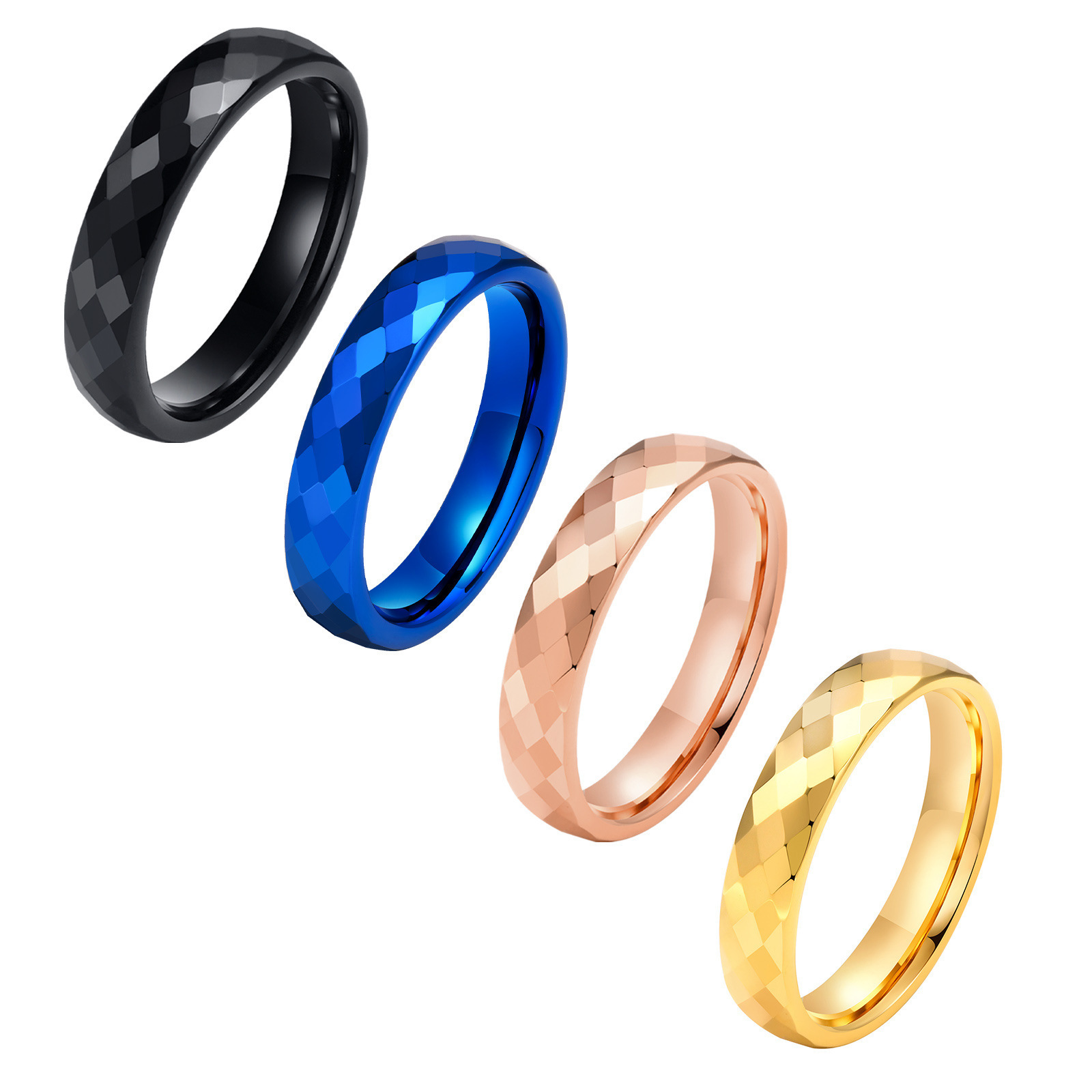 New Arrival Jewelry 2mm 4mm 6mm Tungsten Steel Ring Section Polygonal Couple Rings Wedding Band For Finger Men Female