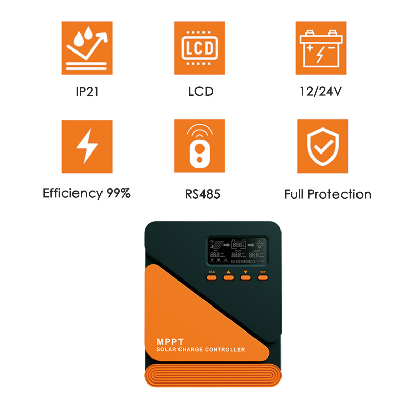 New Smart 12V 24V Waterproof grade IP21 Solar Panel Charger Regulator 10A 20A 30A 40A 50A 60A MPPT Solar Charge Controller