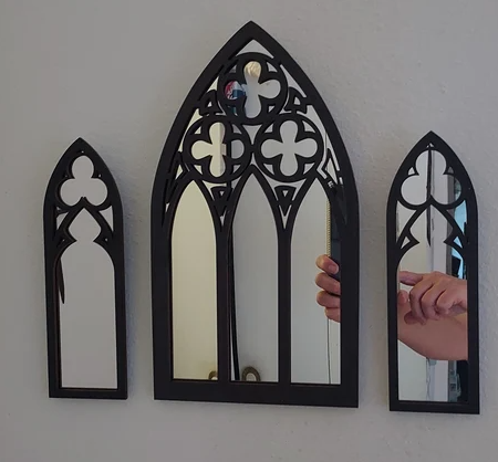 Farmhouse Wall Mirror Decor  Gothic Mirror Set of 3 Cathedral Arch Window Decoration