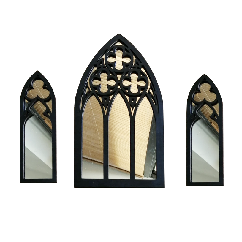 Farmhouse Wall Mirror Decor  Gothic Mirror Set of 3 Cathedral Arch Window Decoration