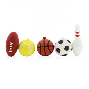 Customized Logo Silicone Sport Series USB Flash Drive Basketball usb stick Football Rugby Cartoon PVC Pendrive Gifts