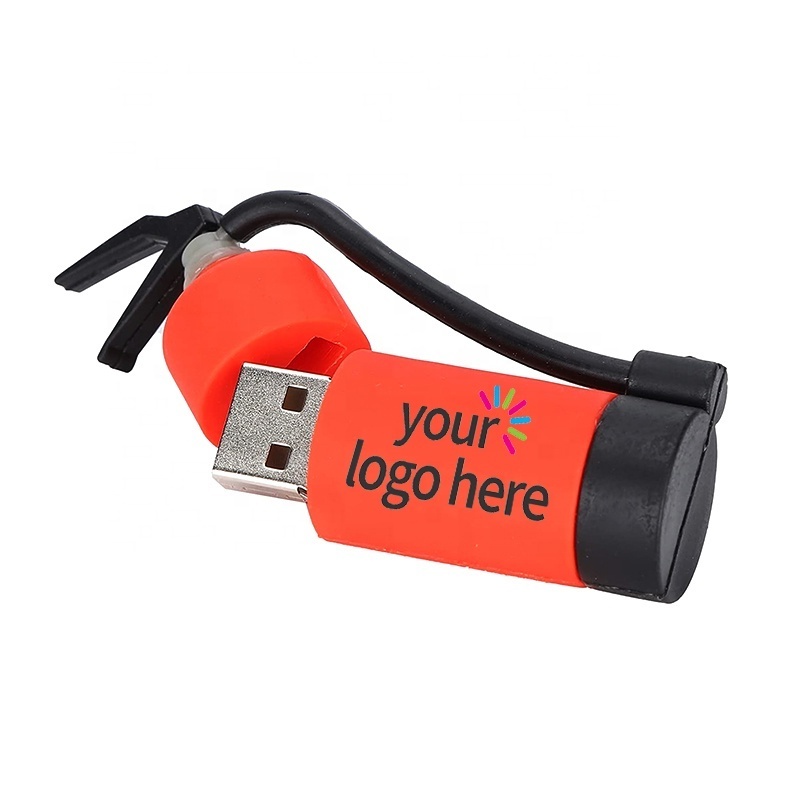 Creative Fire Extinguisher USB Flash Drive 8GB 16GB Promotional Cartoon Pendrive 32GB Custom PVC USB Stick Gift