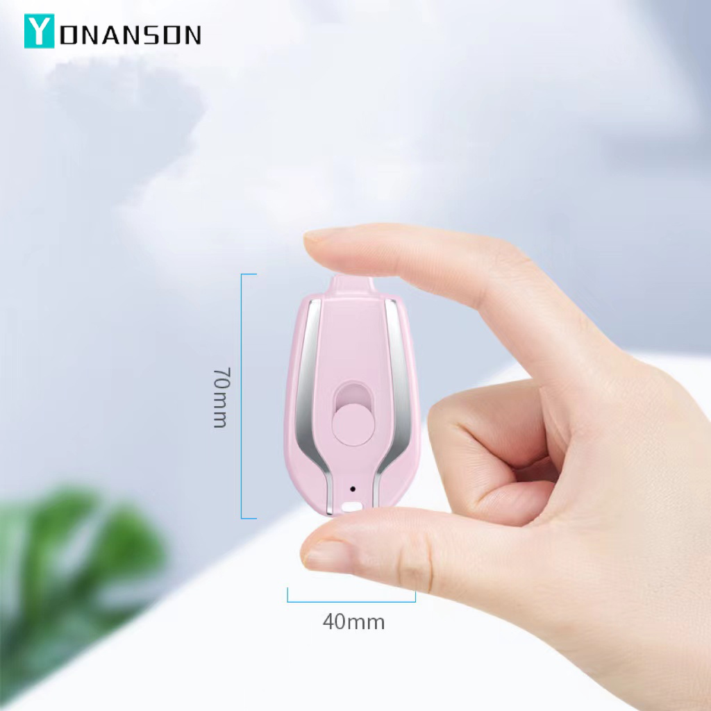 Customizable Small Portable Mini Keychain Power Bank Wireless Retractable Plug Pocket Carry Emergency Mobile Power