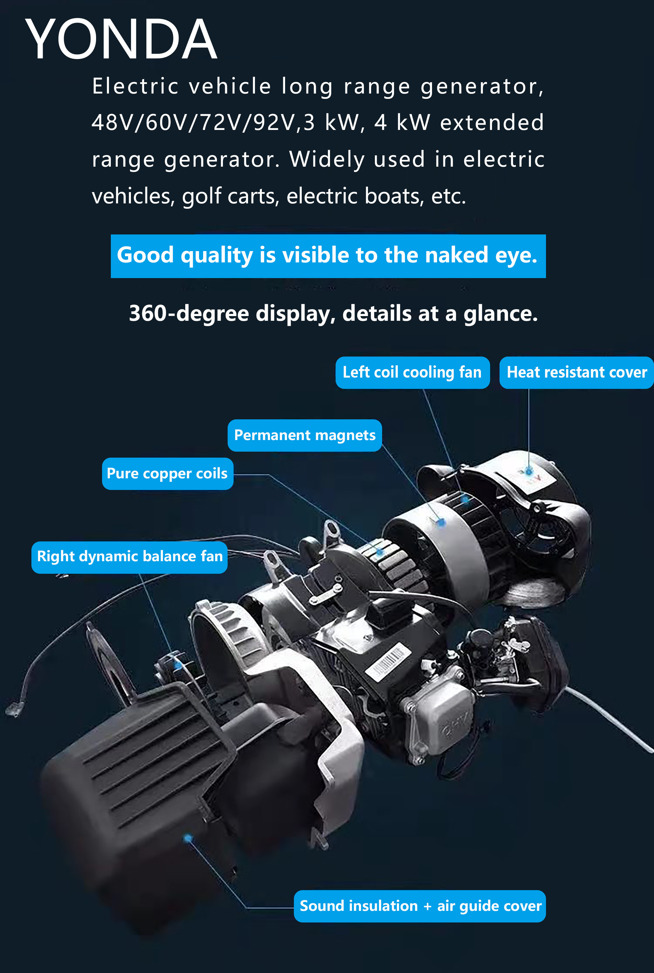 Hybrid motorcycle engine 1kW 2kW 4kW 60V 72V 96V Extended range generator for Electric motorcycle and ebike