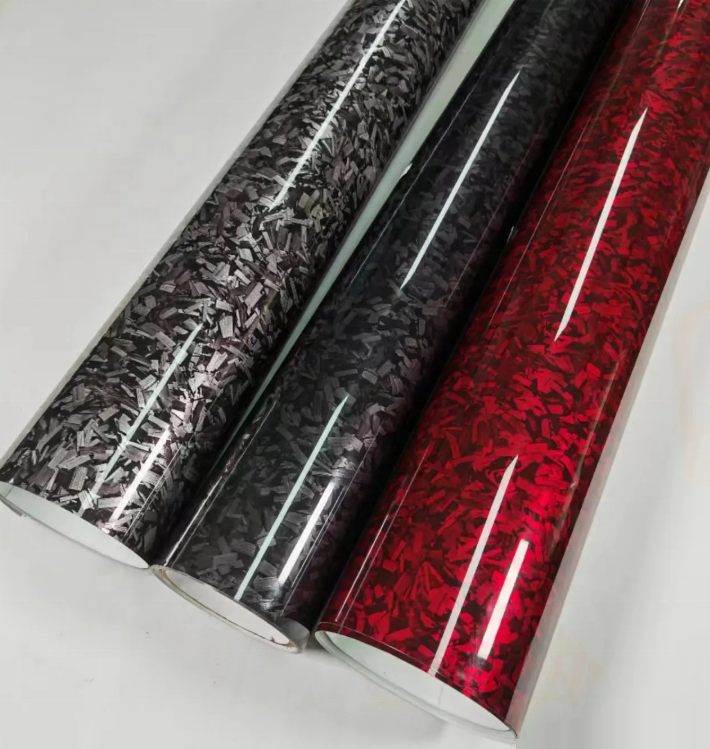 152cm *18m Auto 3D Forged Glossy Black/Sliver/Red  Forged Carbon fiber Vinyl Wrap