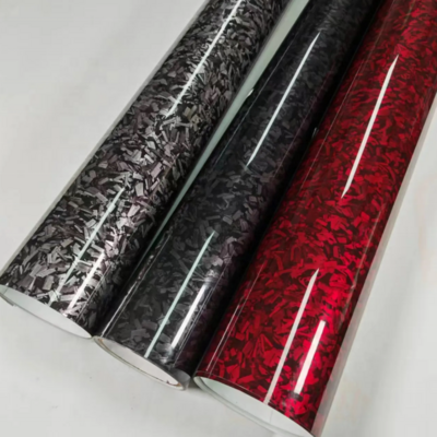 152cm *18m Auto 3D Forged Glossy Black/Sliver/Red  Forged Carbon fiber Vinyl Wrap