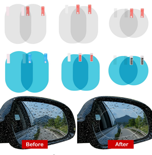 Hot selling 2Pcs Nano Coating car anti fog rainproof rear view mirror window protective film