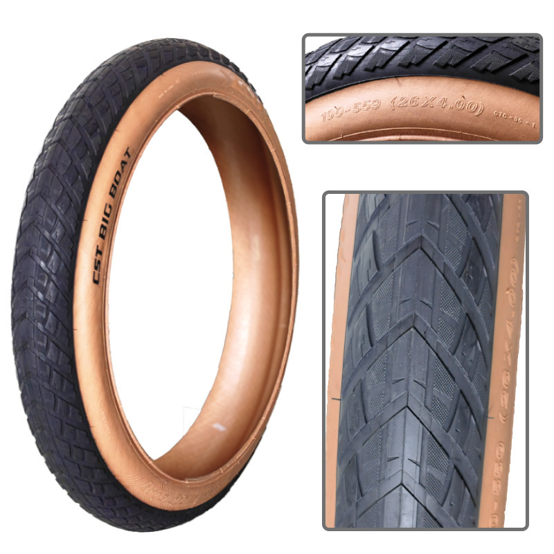 C S T  Fat bike  60 TPI Brown vintage tyre C S T BIG BOAT  26*4.0 ROAD tires 26  inch CTC-06 Brown road tyre for E-bike