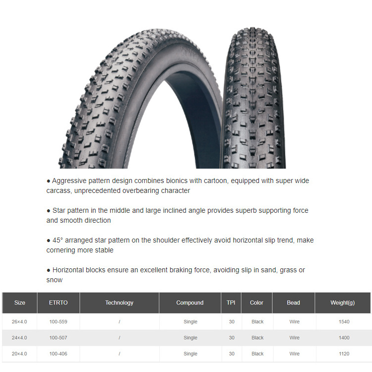 Chaoyang snow Bike Tire 20x4.0  24x4.0 26x4.0  26x4.9 tires for fat bike Electric Bicycle fat tire bike accessories