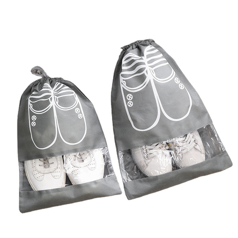 Wholesale custom LOGO  portable non-woven shoe bag travel storage drawstring shoe bag