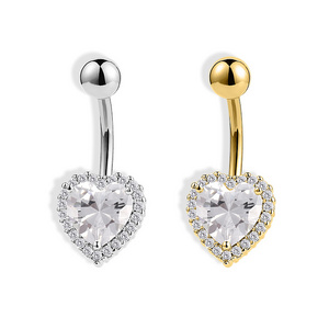 Fashion Love Heart Shape Zircon Navel Ring Sexy Belly Button Ring Piercing