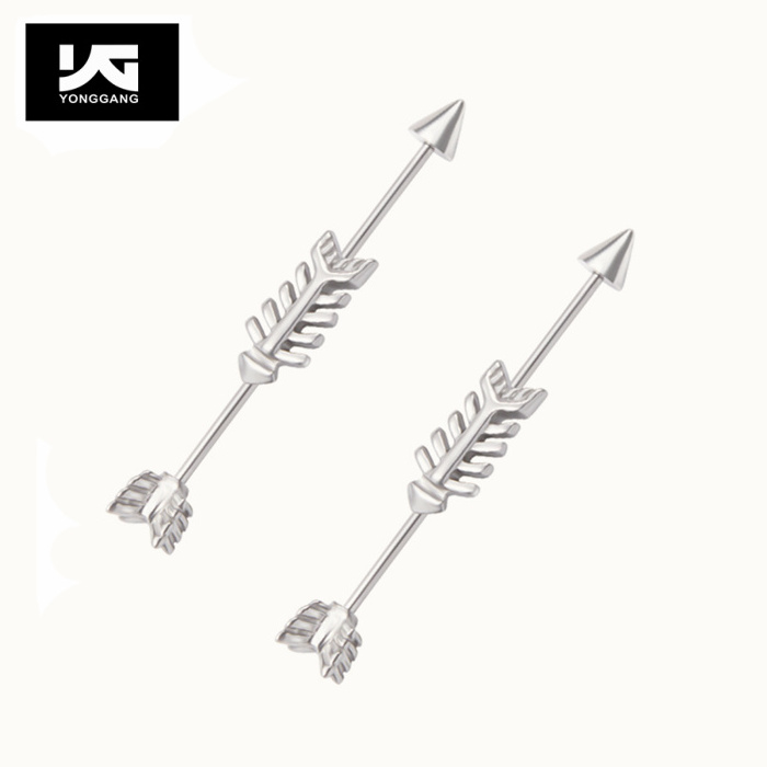 Stainless Steel New Arrival Fashion Axe Finger Fish Bone Dolphin Industrial Barbell Body Piercing Jewelry