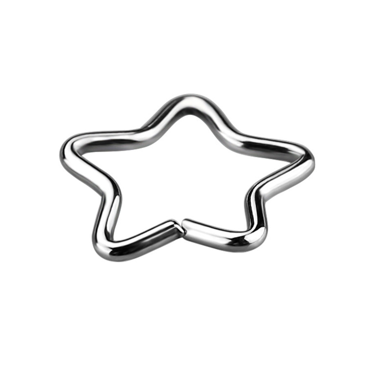 Silver gold or customized color 316 steel nose ring hinged body jewelry star nose ring with free sample