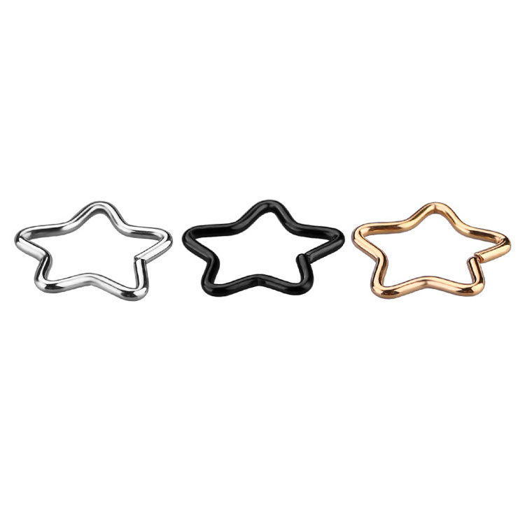 Silver gold or customized color 316 steel nose ring hinged body jewelry star nose ring with free sample