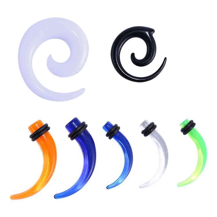 Low Price Wholesale Body Jewelry Various Colors Tapered Acrylic Ear Taper Expander Gauges Kit Ear Plug Set