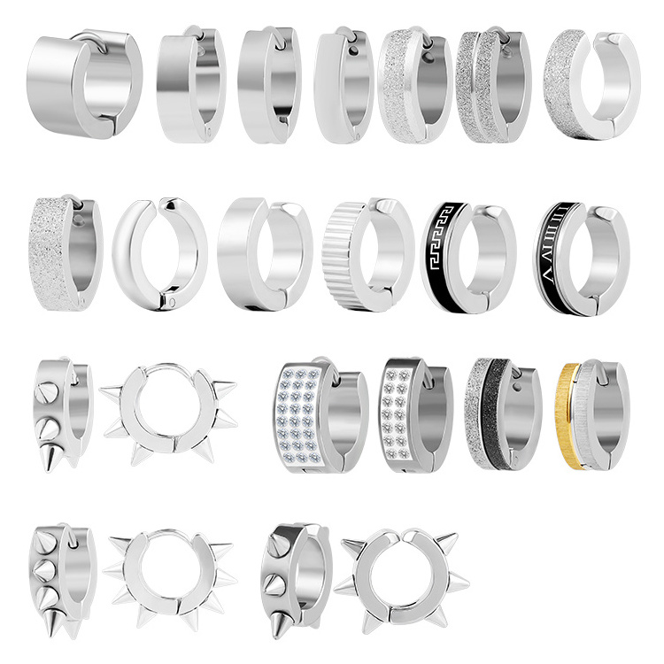 Wholesale various style punk Drop Dangle Stainless Steel  Earring Huggie Hoop Clip-On Earrings For Men Women